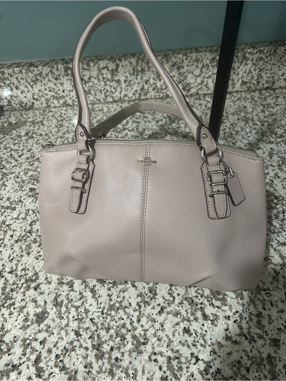 Coach Pebbled Leather Shoulder Satchel in Blush